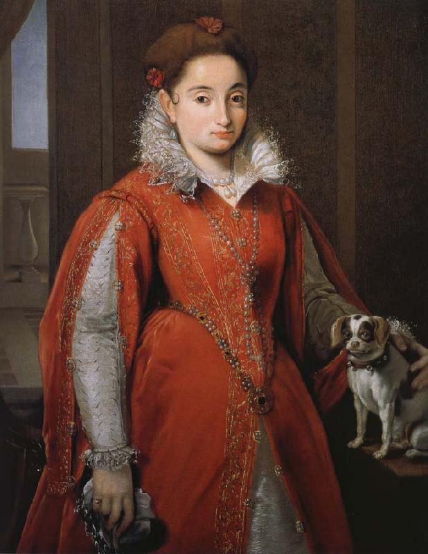 Alessandro Allori With the red dog lady oil painting picture